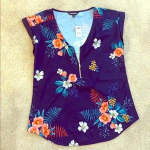 Blue floral blouse
